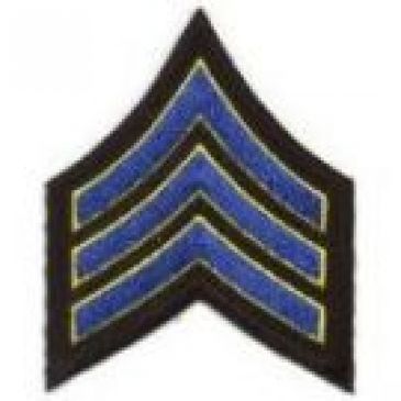 "SGT" SERGEANT ROYAL BLUE with MEDIUM GOLD TRIM on BLACK CHEVRONS - SOLD in PAIRS